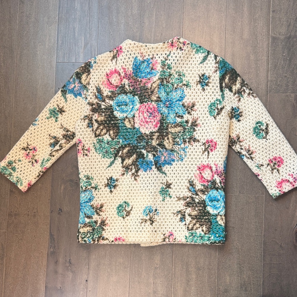 Vintage Wool Floral Women's Cardigan - Picture 4 of 7